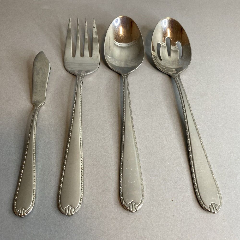 Hampton Rachelle Frost Serving Set - 4 Piece Stainless Flatware 18/10 KOREA